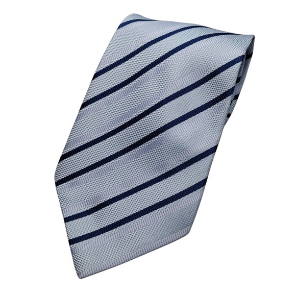 Giorgio Armani Cravatte Repp‎ Silk Stripped Wide Classic Necktie Blue Italy 59x4 - Picture 1 of 9